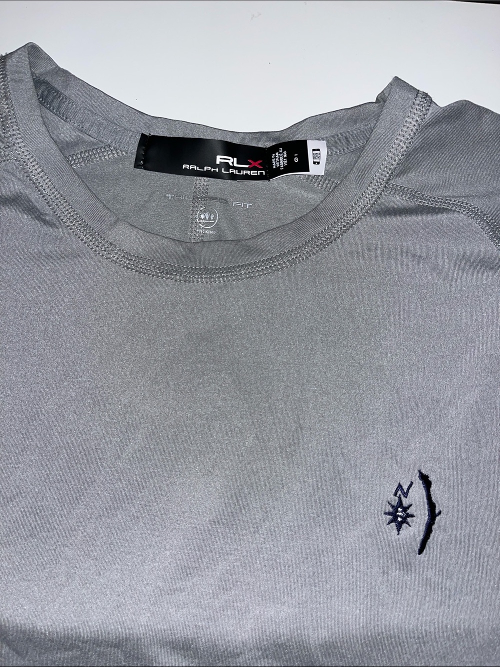 RLX T-shirt Boca Grande Florida Gray Tailored Fit Stretch Womens L Ralph Lauren